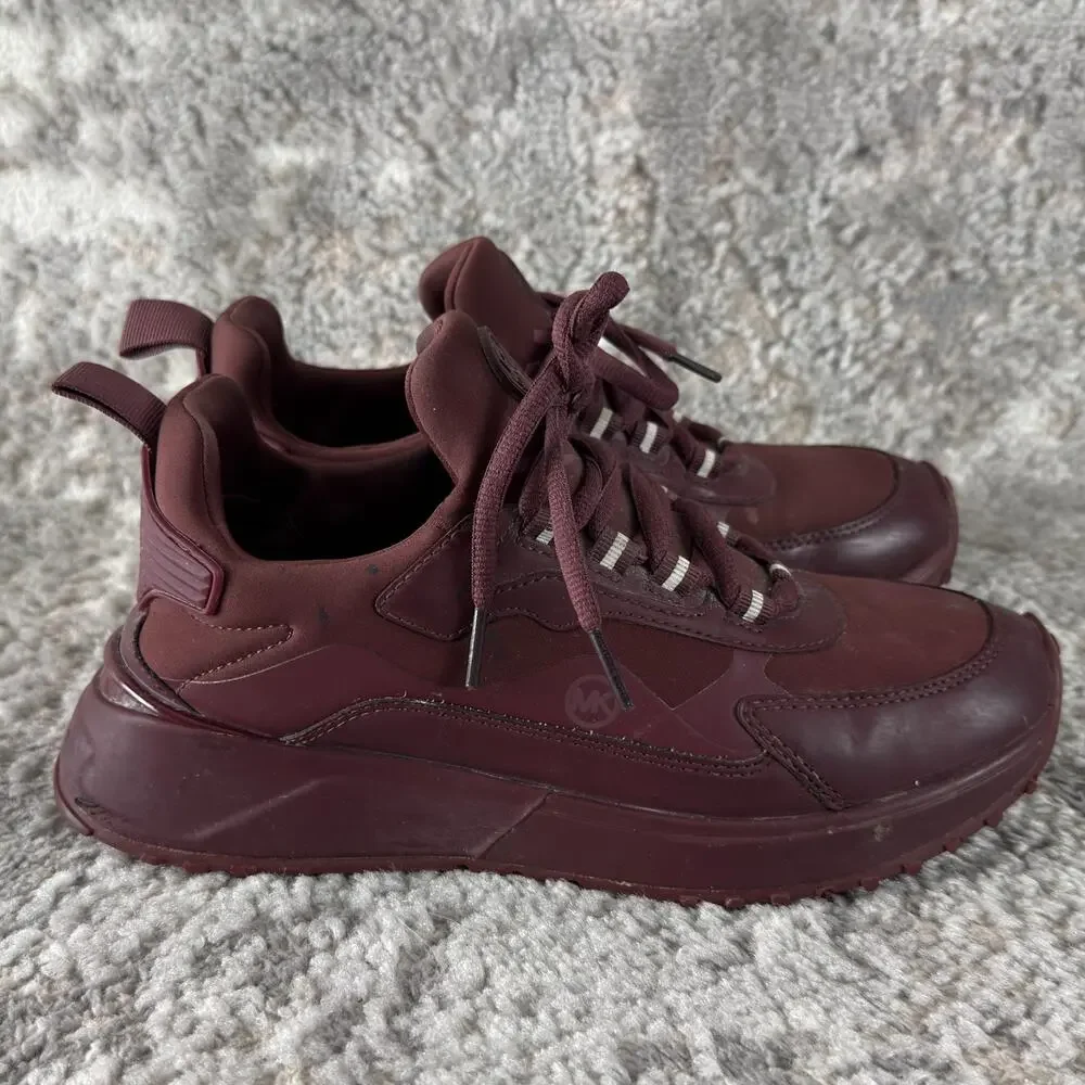 Michael Kors Size 8M FT22G Theo Sport Trainer Sneakers Lace Burgundy‎ Walking